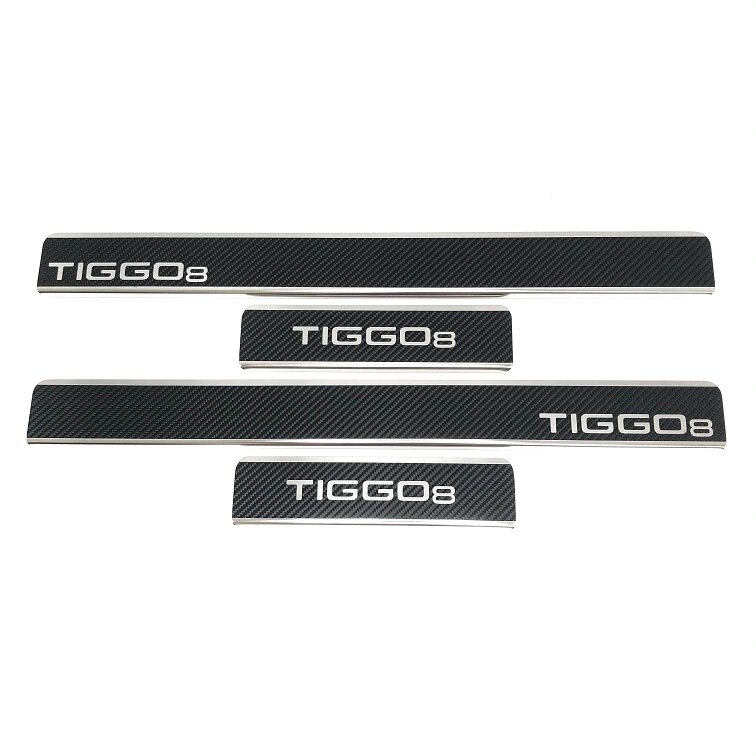 

Накладки INOX на пороги из нерж. стали + КАРБОН для Chery Tiggo 8 2020-н.в.