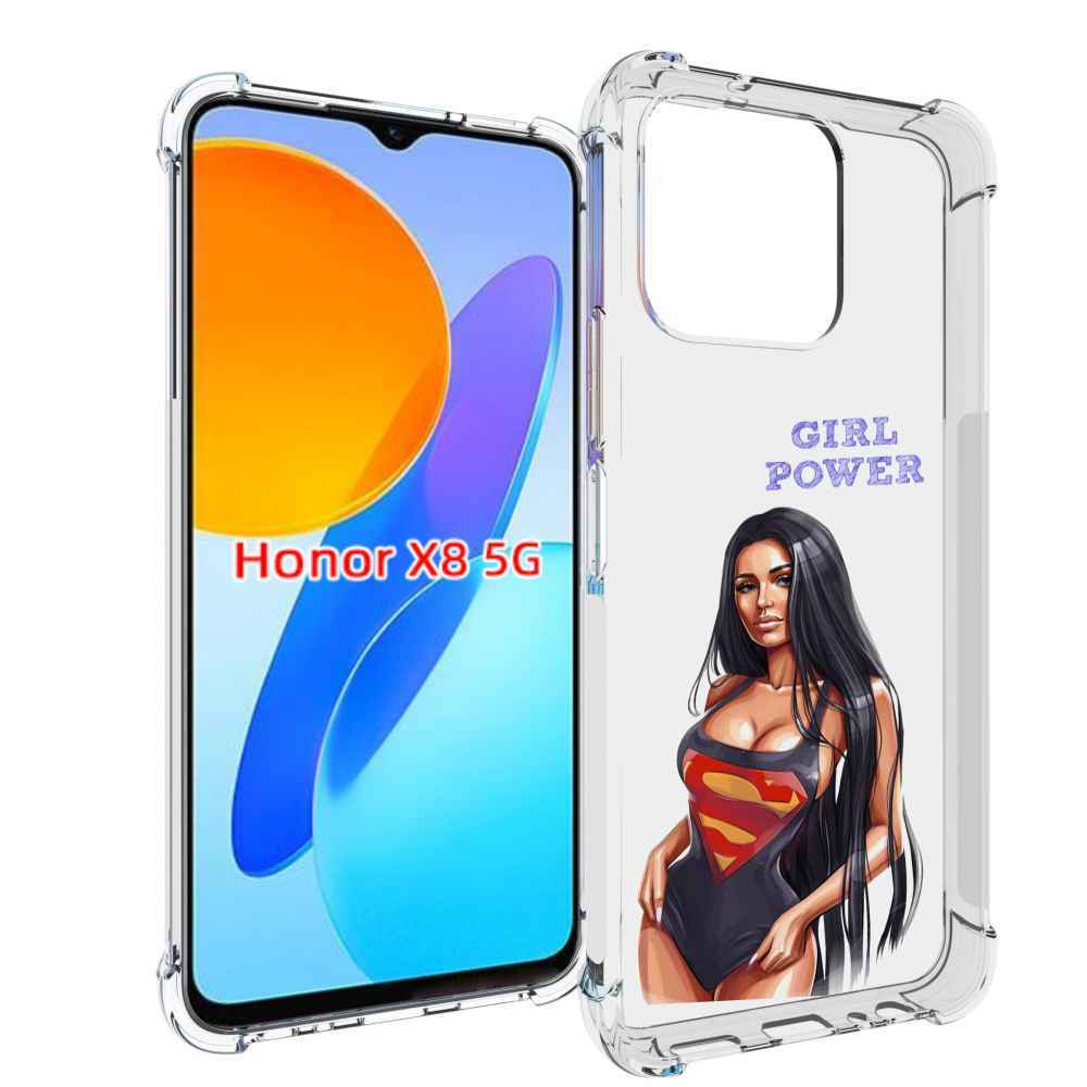 

Чехол MyPads Девушка-супермен женский для Honor X8 5G, Прозрачный, Tocco