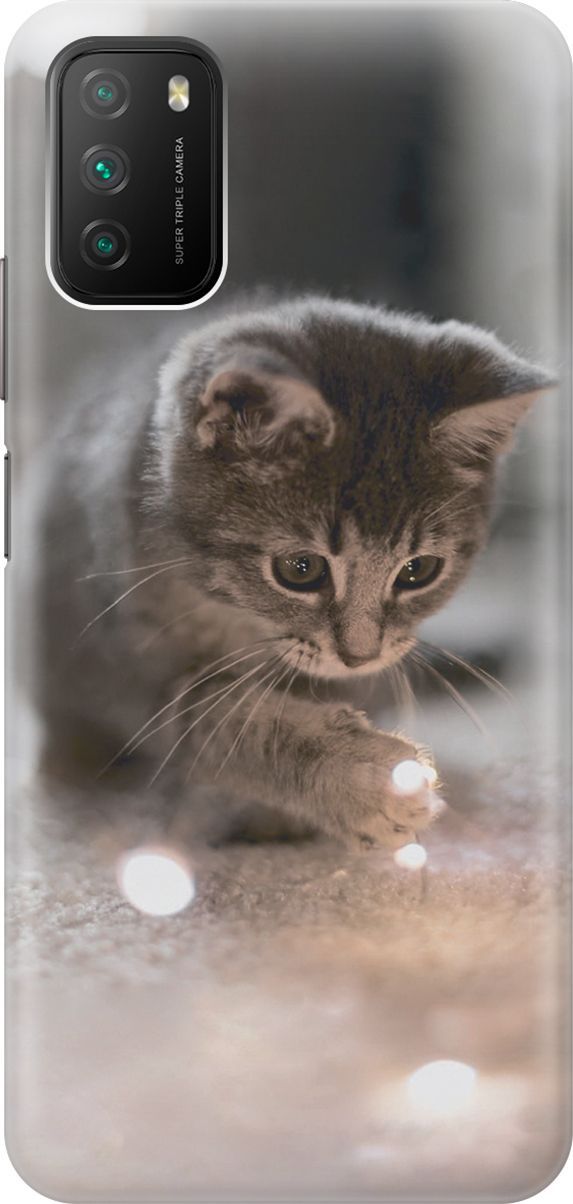 

Чехол на Xiaomi Redmi 9T "Котенок и свет", Белый;коричневый, 314