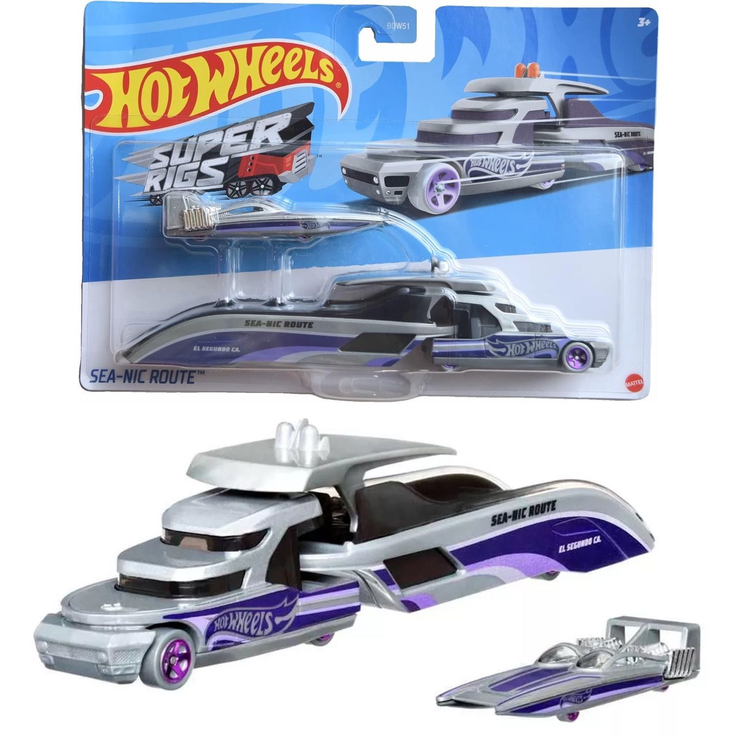 

Машинка металлическая Hot Wheels HDT09 Sea-Nic Route грузовик и машинка 2 шт, Серый, HW-metall-all