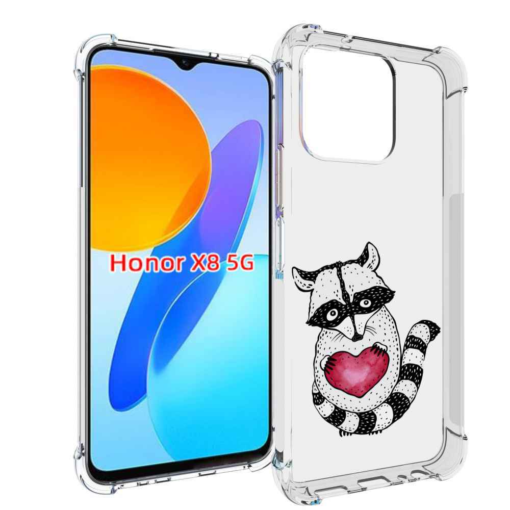 

Чехол MyPads Енот с сердечком для Honor X8 5G, Прозрачный, Tocco