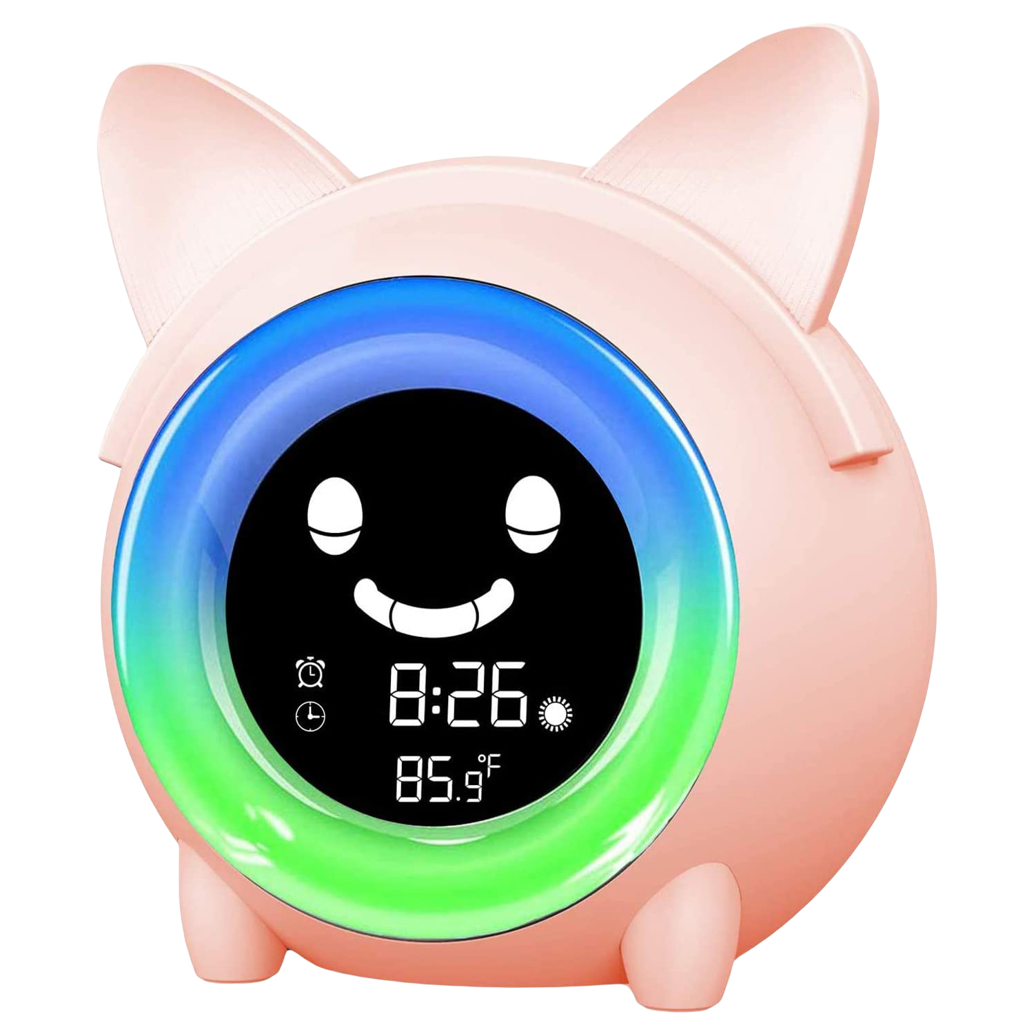 фото Часы будильник электронные lala-kids с ночником и тренировкой сна котик, цвет: розовый