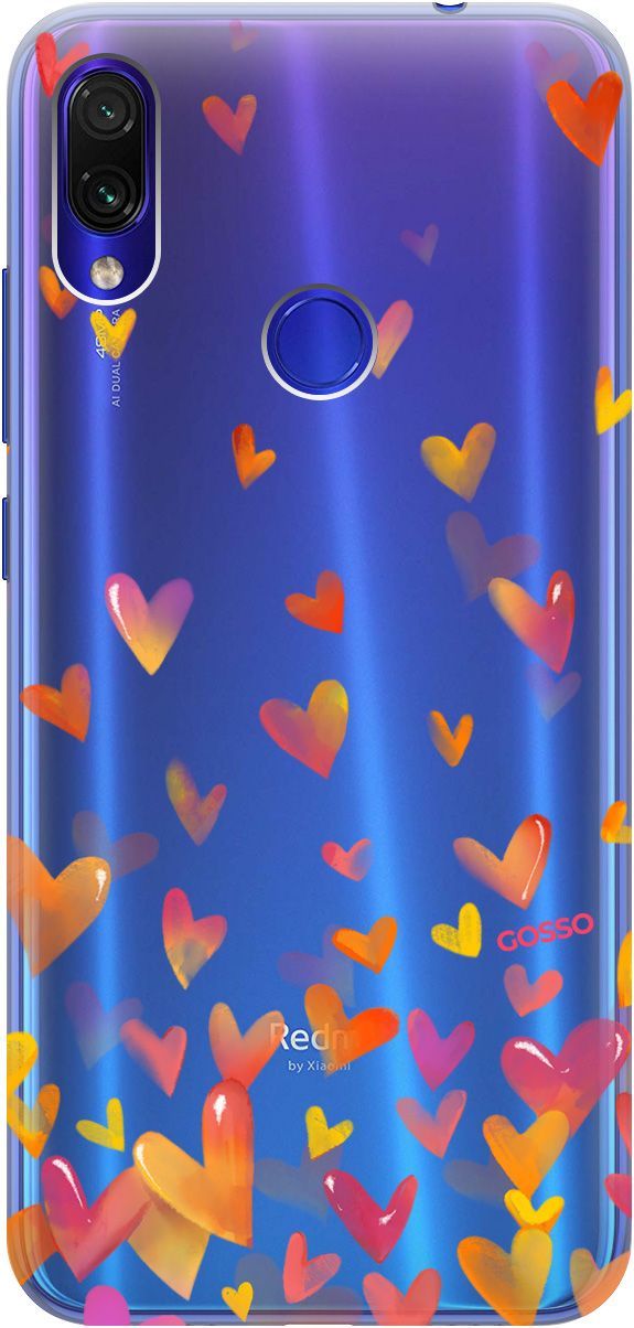 

Чехол на Xiaomi Redmi Note 7 "Flying Hearts" прозрачный, Прозрачный;желтый, 711