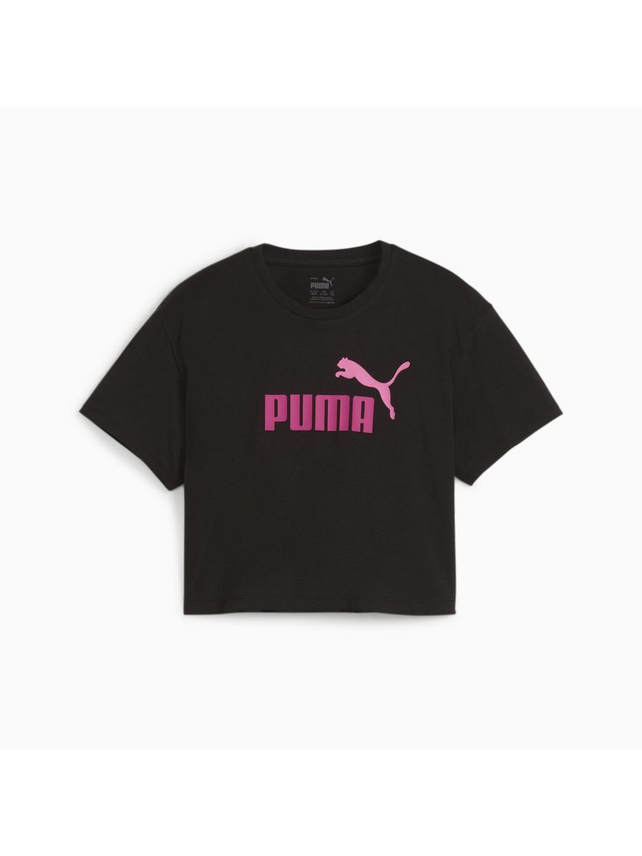 Футболка Puma Girls Logo Cropped Tee, черный-розовый, 140