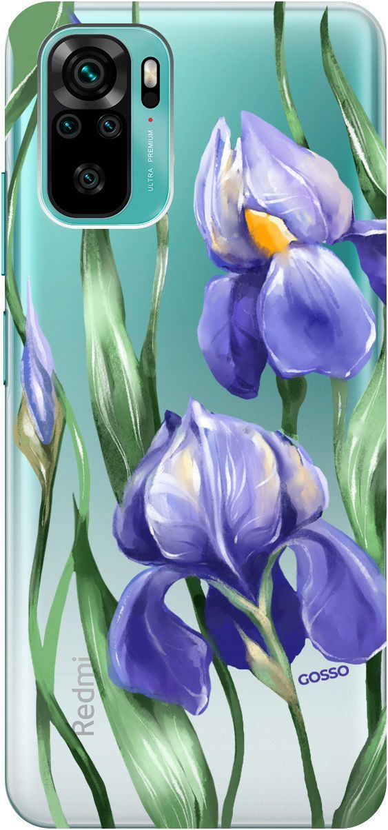 

Чехол на Xiaomi Redmi Note 10 "Amazing Irises" прозрачный, Прозрачный;белый, 716
