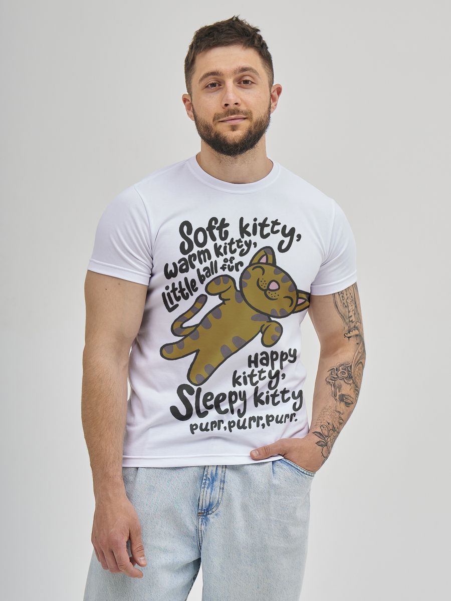 Футболка мужская Песенка про котенка белая 5XL
