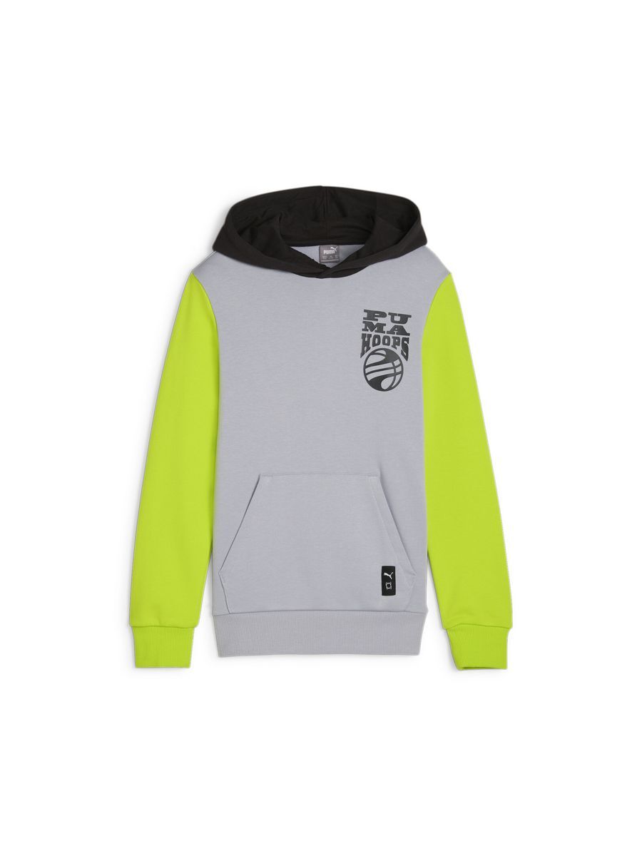 Толстовка Puma Basketball Blueprint Hoodie Tr B, серый-лайм-черный, 140