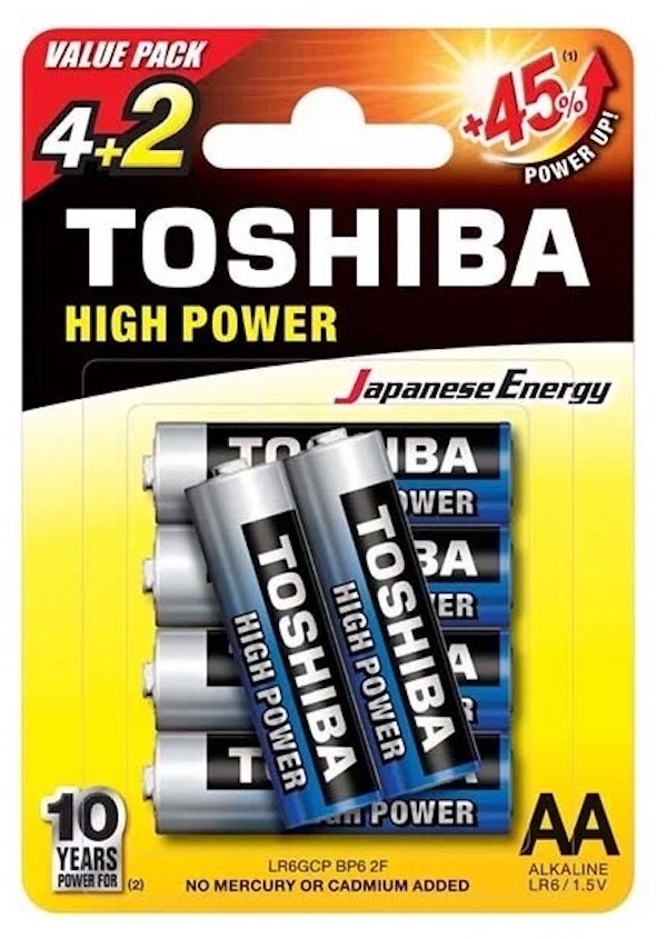 Батарейка Lr6 Щелочная (Alkaline) High Power Aa 1.5v 6 Шт. Блистер TOSHIBA арт. LR6GCPBP6 батарейка фаzа ааа lr03um b2 ultra max щелочная блистер 2 шт 5043053