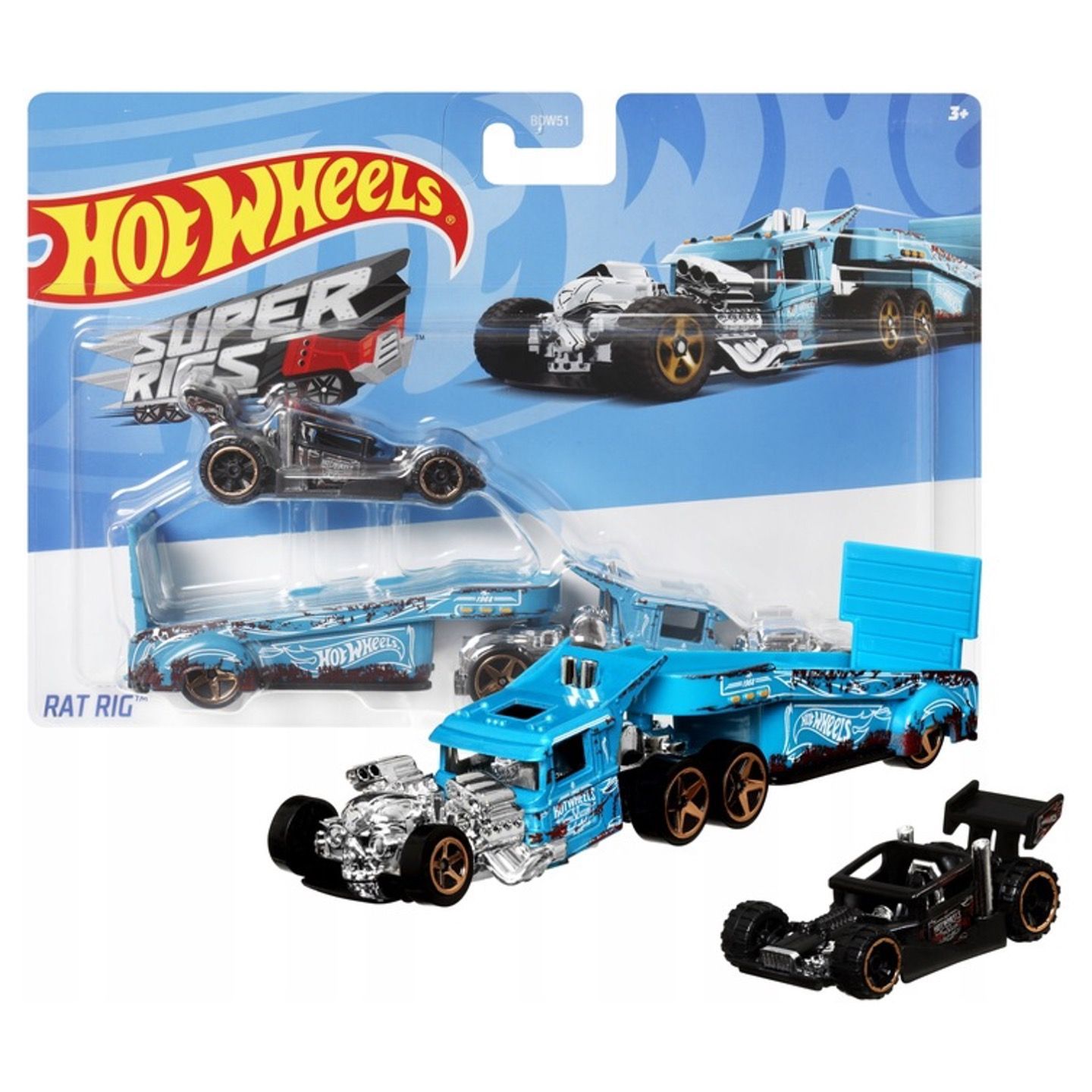 

Машинка металлическая Hot Wheels набор Rat Rig грузовик и машинка 2 шт, Бирюзовый;черный, HW-metall-all