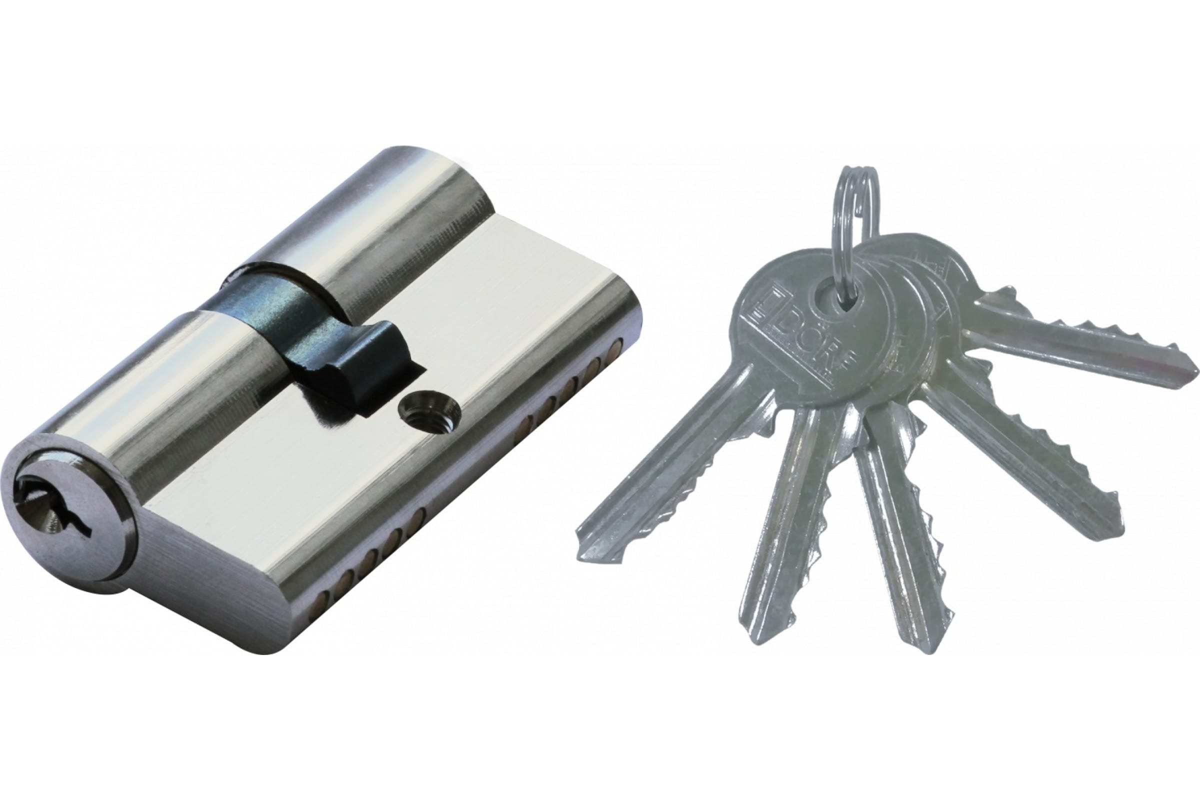 DORF Цилиндр замка ключ/ключ, английский, 5 ключей, никель 40*40 00-00005112
