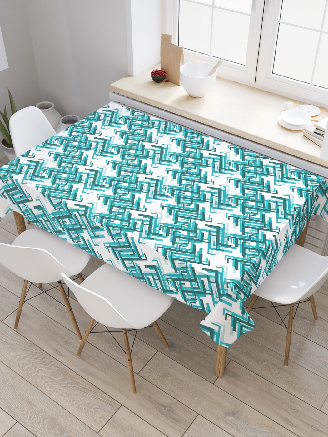 

Скатерть прямоугольная JoyArty "Абстрактность прямых углов" из оксфорда, 180x145 см, Голубой, Абстрактность прямых углов