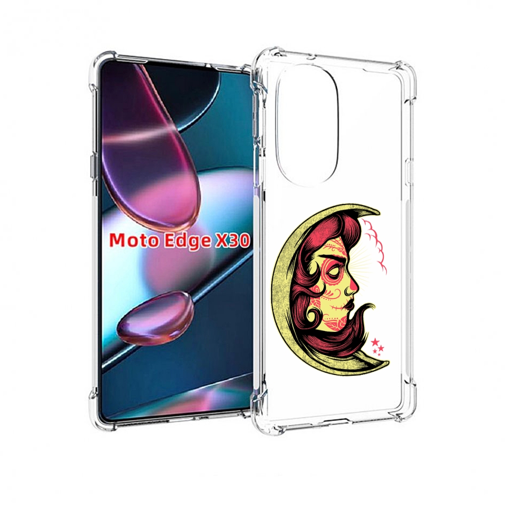 

Чехол MyPads желтый полумесяц с лицом девушки для Motorola Moto Edge X30, Прозрачный, Tocco