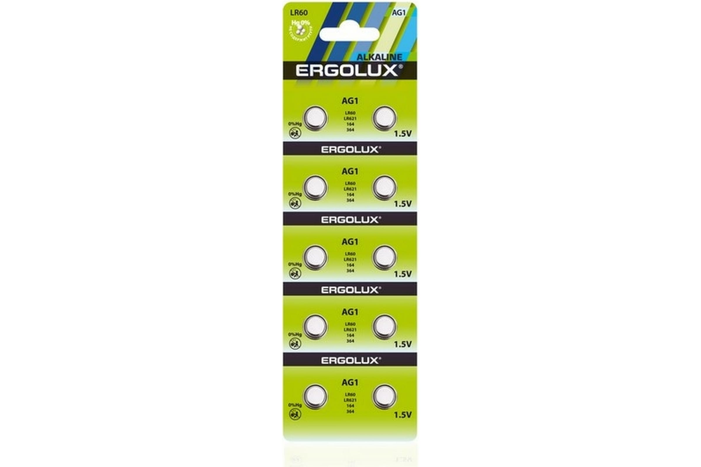 Ergolux AG 1 BL-10 AG1-BP10, LR60 /LR621 /164 /364 батарейка для часов 14312
