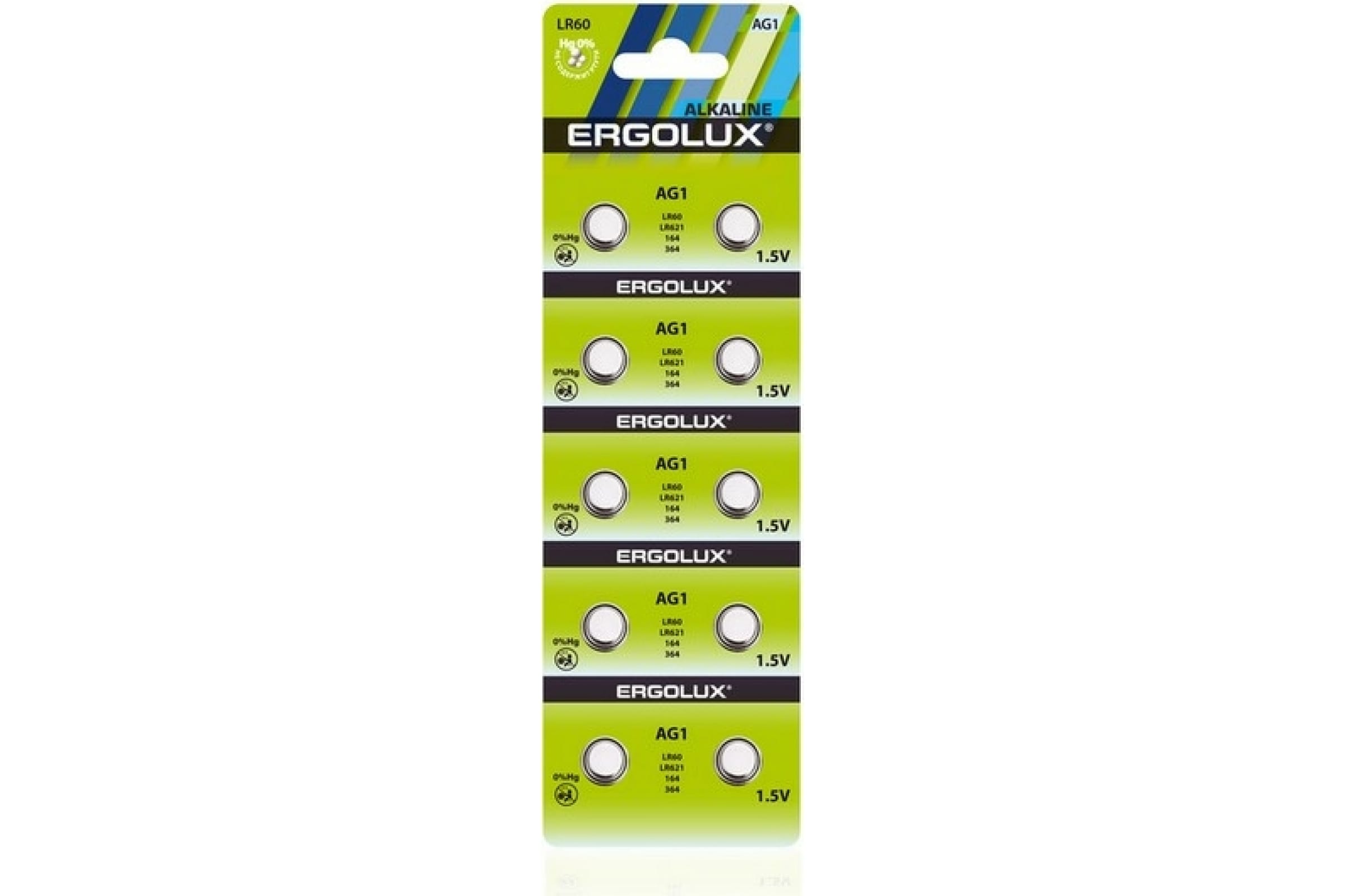 

Ergolux AG 1 BL-10 AG1-BP10, LR60 /LR621 /164 /364 батарейка для часов 14312
