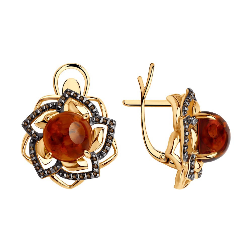 

Серьги из серебра с янтарем/фианитом Diamant 93-320-00837-1, 93-320-00837-1