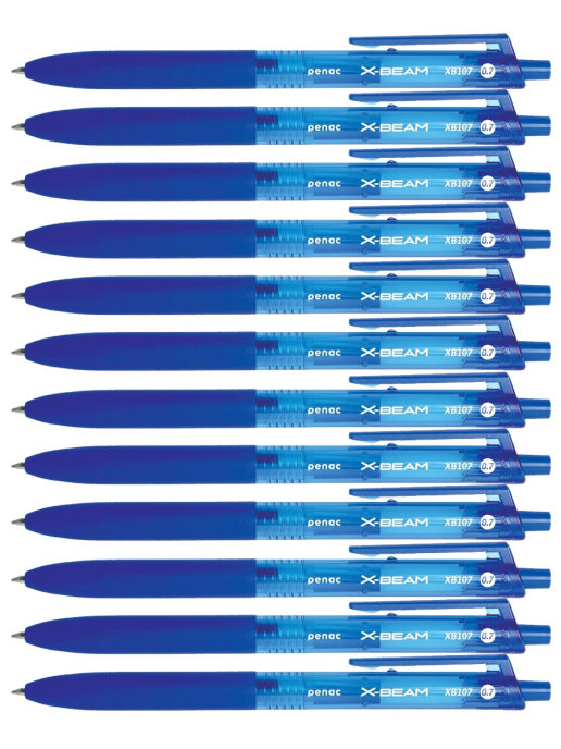 Ручка шариковая автоматическая 0,7мм PENAC X-Beam XB 107, синяя (12шт)