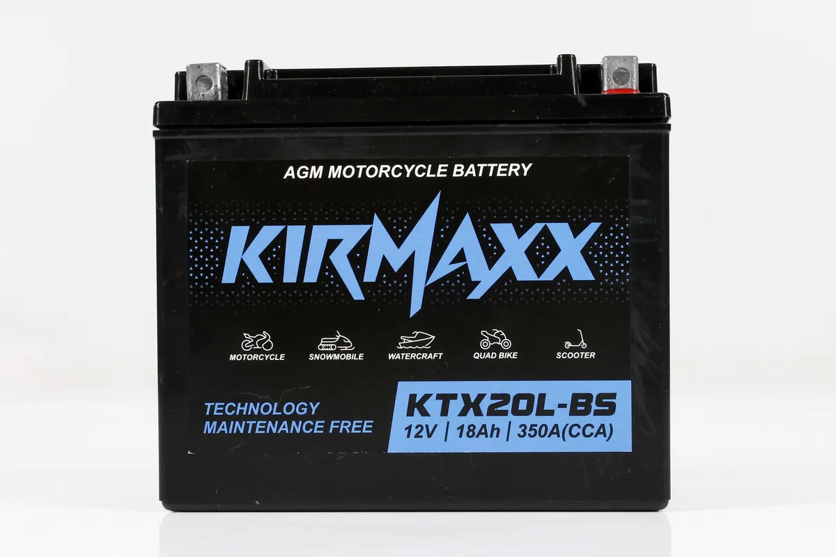 

Мото аккумулятор KirMaxx KTX20L-BS (YTX20L-BS) стартерный для мотоцикла AGM 12V 18 а/ч, KirMaxx KTX20L-BS