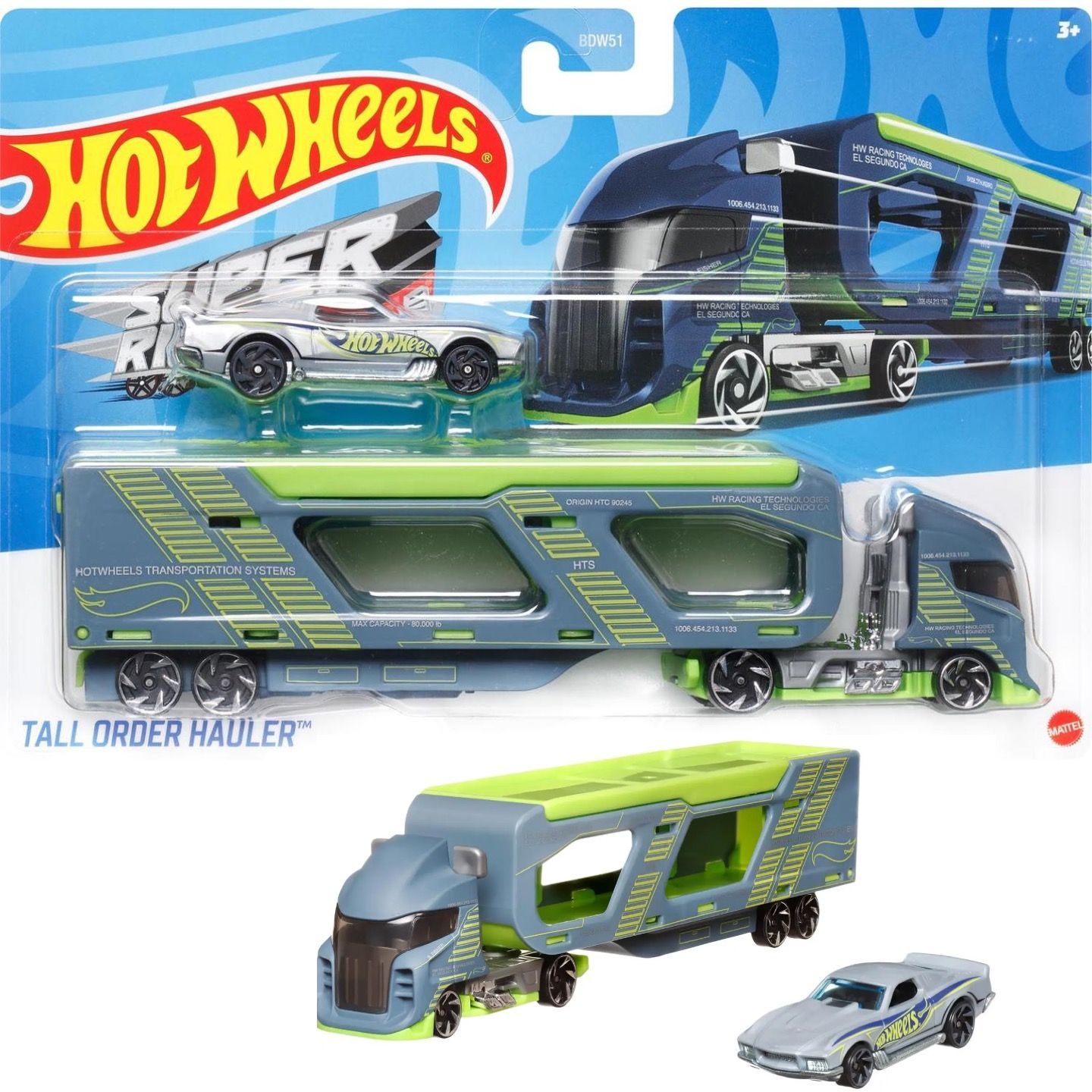 

Набор машинка металлическая Hot Wheels Tall Order Hauler грузовик и машинка 2 шт, Серый, HW-metall-all