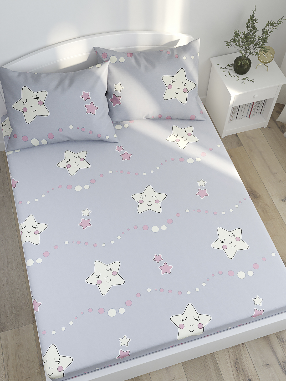 фото Простынь сказка -спящие звезды- простынь классическая 150х215 см 1,5-спальная