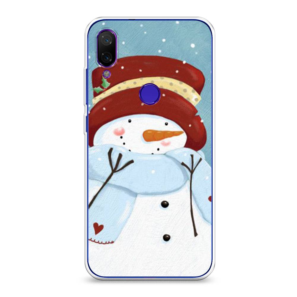 

Чехол на Xiaomi Mi Play "Застенчивый снеговик", Голубой;белый;красный, 35350-5
