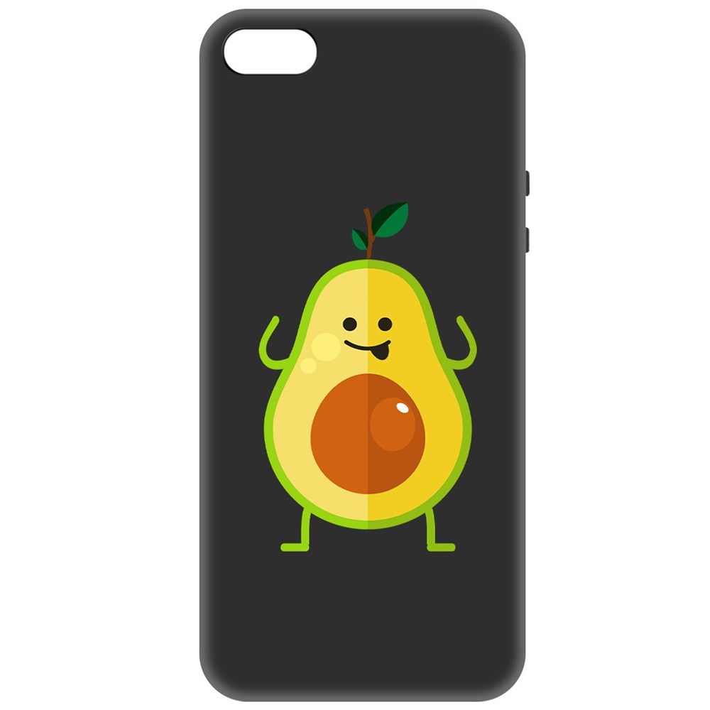 

Чехол-накладка Софт Авокадо Веселый для iPhone 5/5s, Черный
