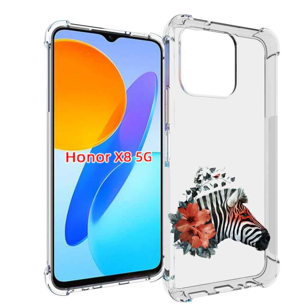 

Чехол MyPads Зебра с цветами для Honor X8 5G, Прозрачный, Tocco