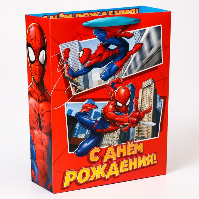 

Пакет Marvel подарочный С днем рождения! Человек-паук 31х40х11,5 см, Красный