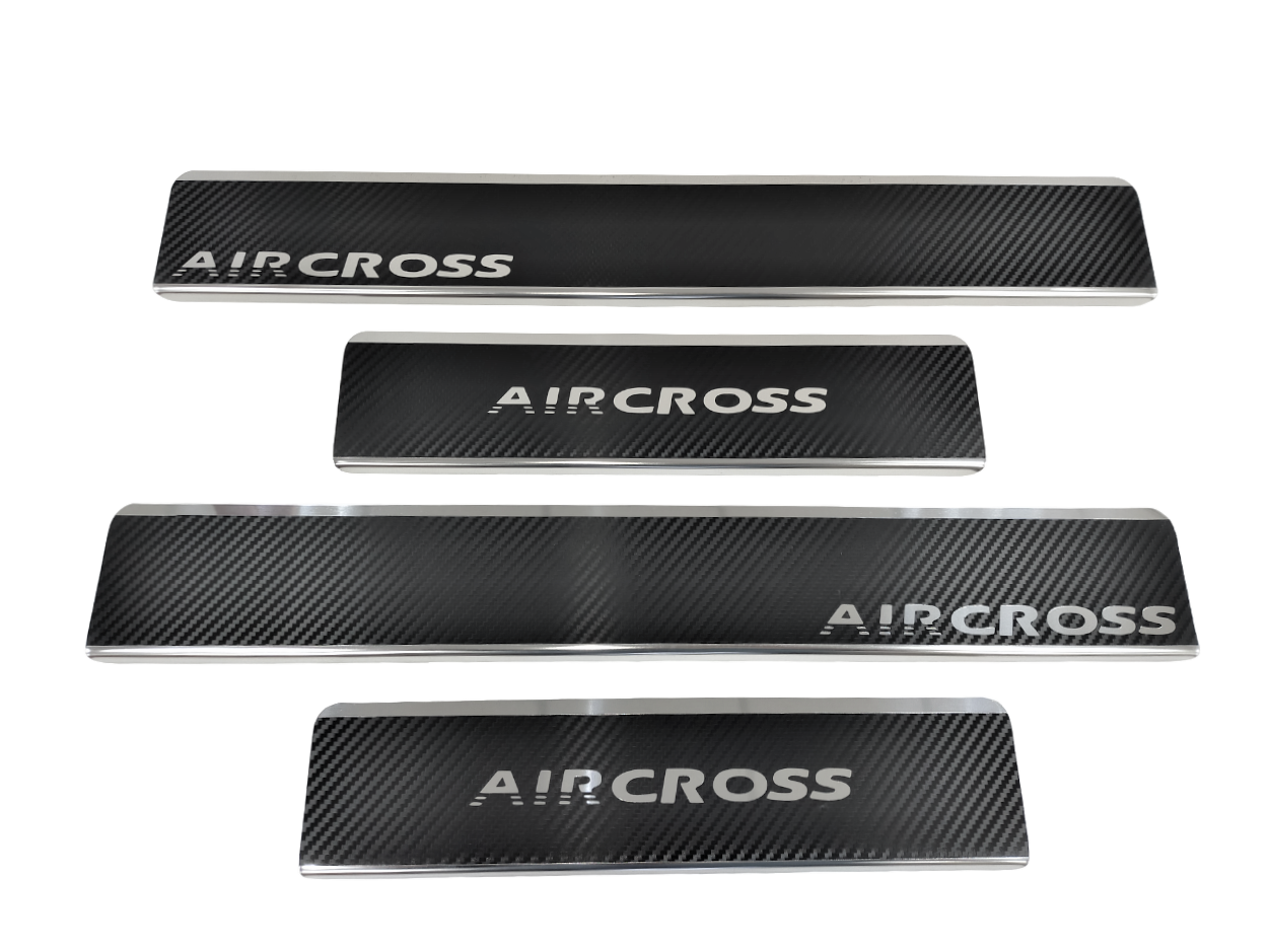 Накладки INOX на пороги из нерж. стали + Карбон Citroen C4 Aircross 2012-2015