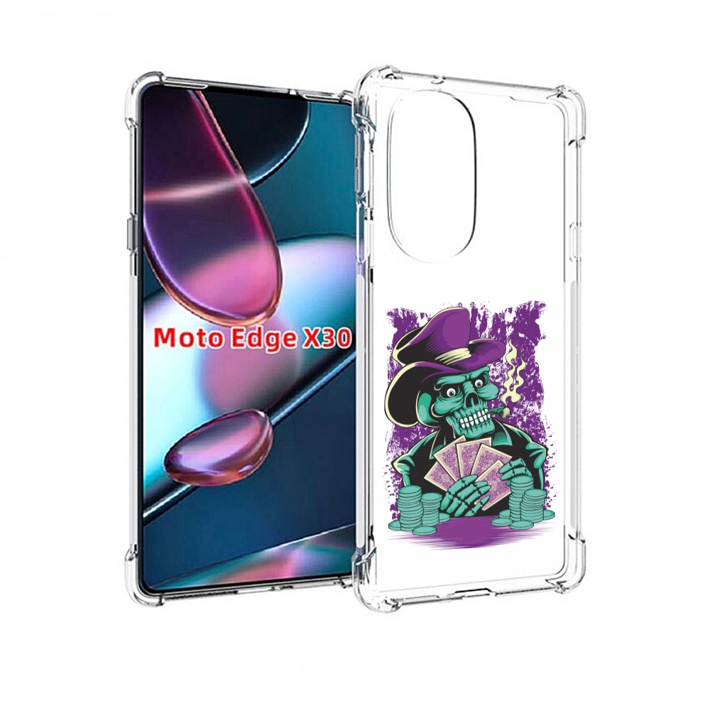 

Чехол MyPads зеленый череп с картами для Motorola Moto Edge X30, Прозрачный, Tocco