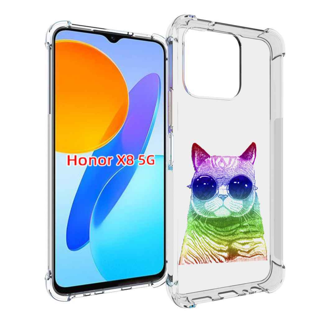 

Чехол MyPads Кот в очках для Honor X8 5G, Прозрачный, Tocco