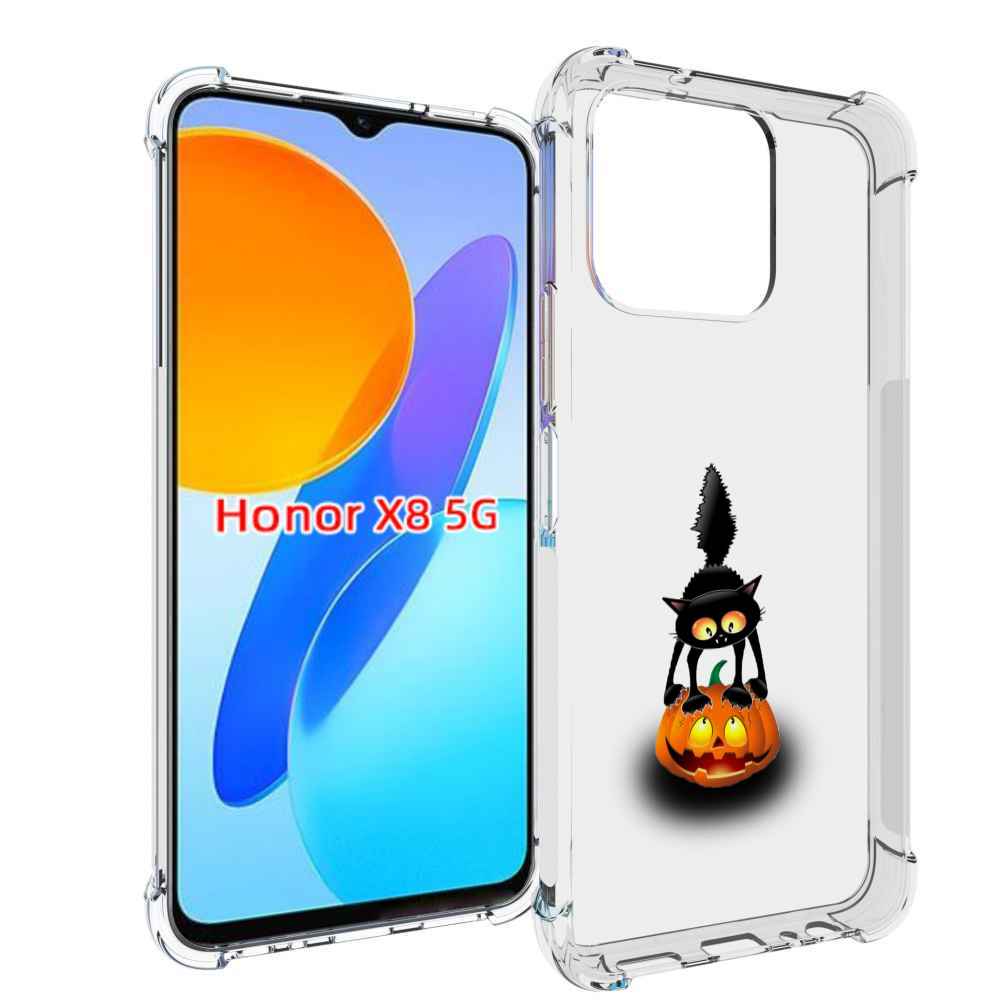 

Чехол MyPads Котик с тыквой для Honor X8 5G, Прозрачный, Tocco