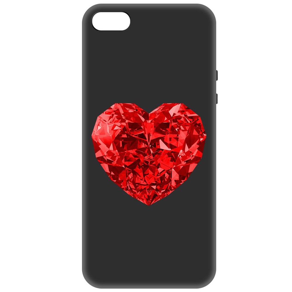 

Чехол-накладка Софт Рубиновое сердце для iPhone 5/5s, Черный