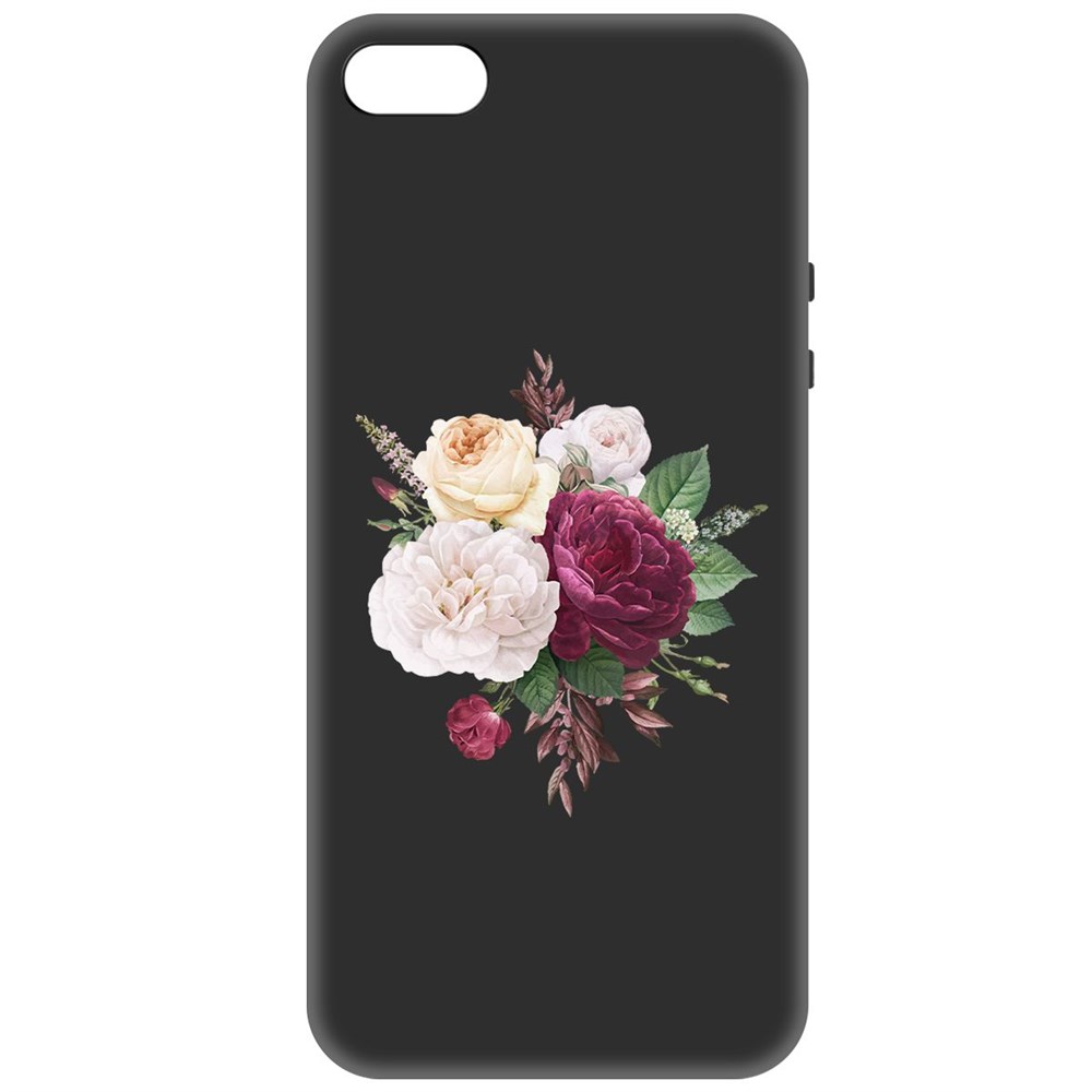

Чехол-накладка Софт Цветочная композиция для iPhone 5/5s, Черный