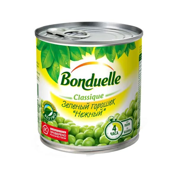 

Горошек Bonduelle Нежный зеленый 190 г