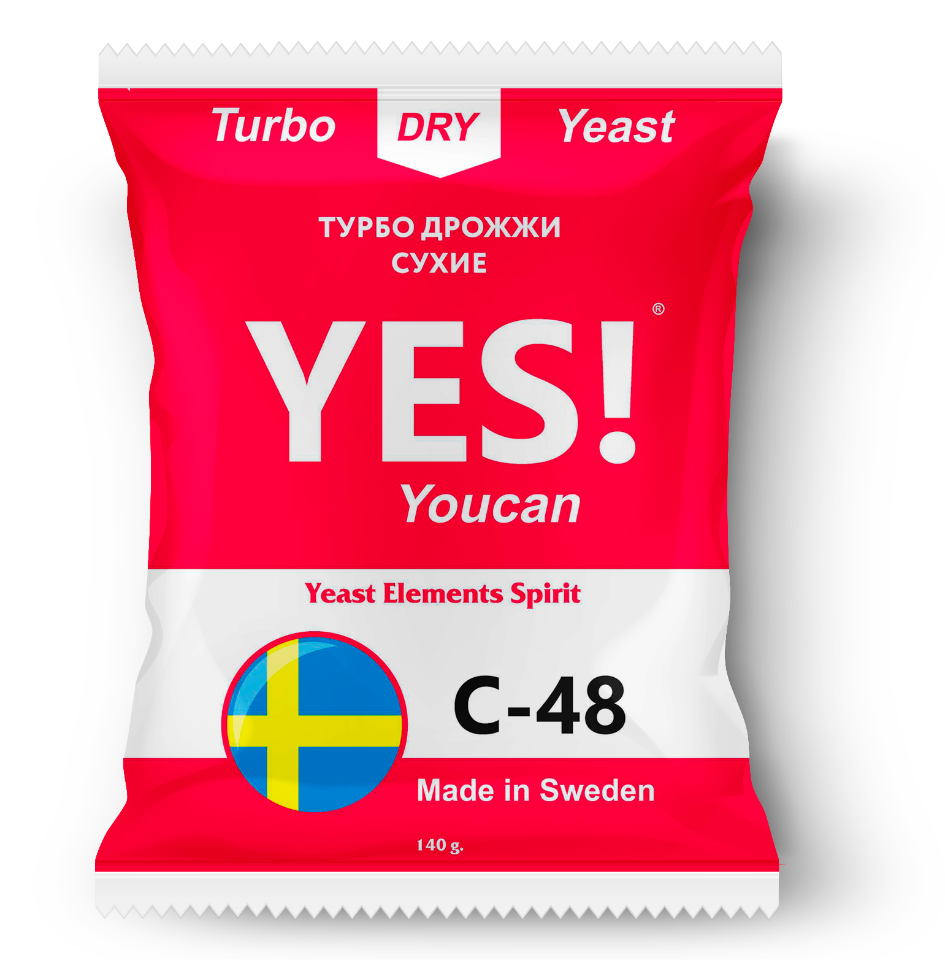 

Спиртовые турбо дрожжи YES! C48 140 гр, C48