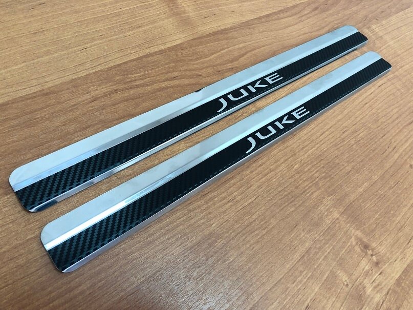 

Накладки INOX на пороги из нерж. стали + КАРБОН для NISSAN Juke с 2010 года выпуска