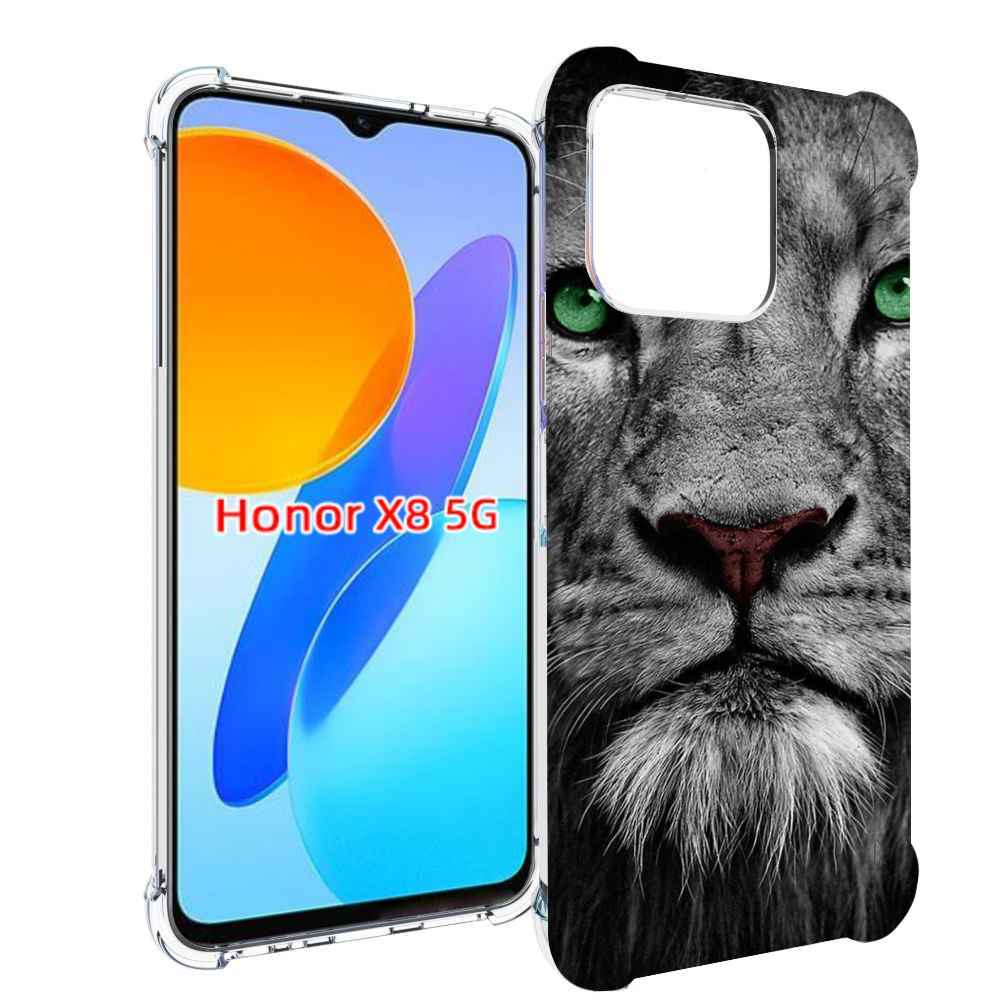 

Чехол MyPads Лев-зеленоглазый мужской для Honor X8 5G, Прозрачный, Tocco