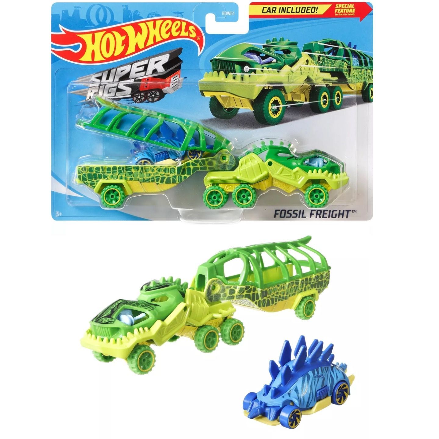 

Машинка металлическая Hot Wheels GKC28 Fossil Freight грузовик и машинка 2 шт, Зеленый;синий, HW-metall-all