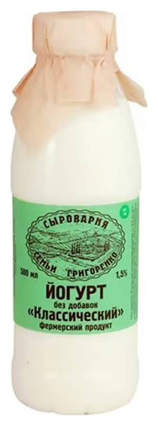 

Питьевой йогурт Сыроварня семьи Григоренко натуральный 1,5% БЗМЖ 500 г