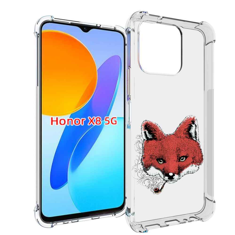 

Чехол MyPads Лис с трубкой для Honor X8 5G, Прозрачный, Tocco