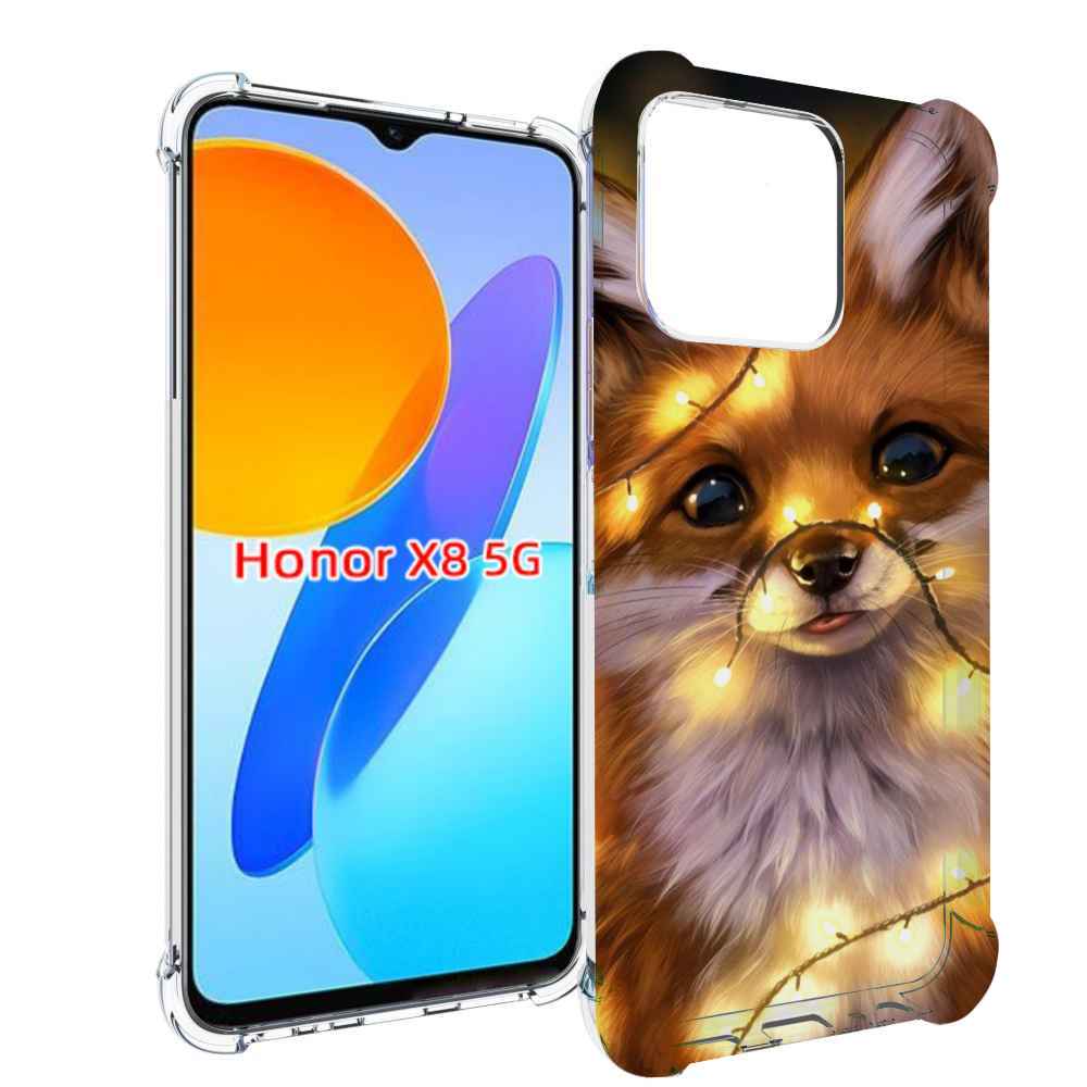 Чехол MyPads Лисенок-в-гирлянде для Honor X8 5G