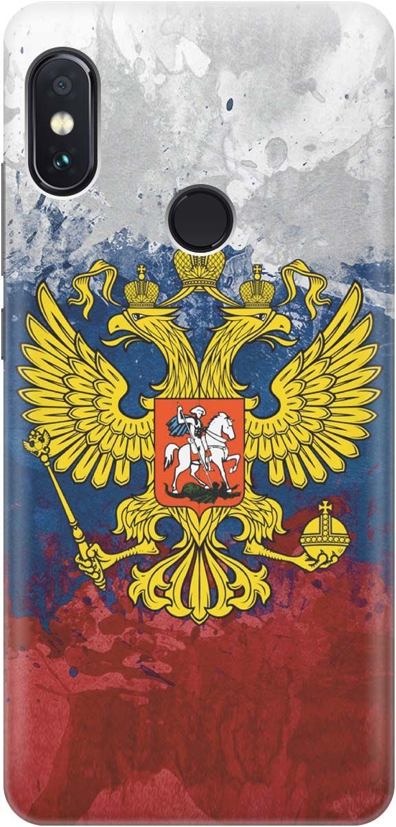 

Чехол на Xiaomi Redmi Note 5 "Герб и Флаг РФ", Голубой;желтый, 926