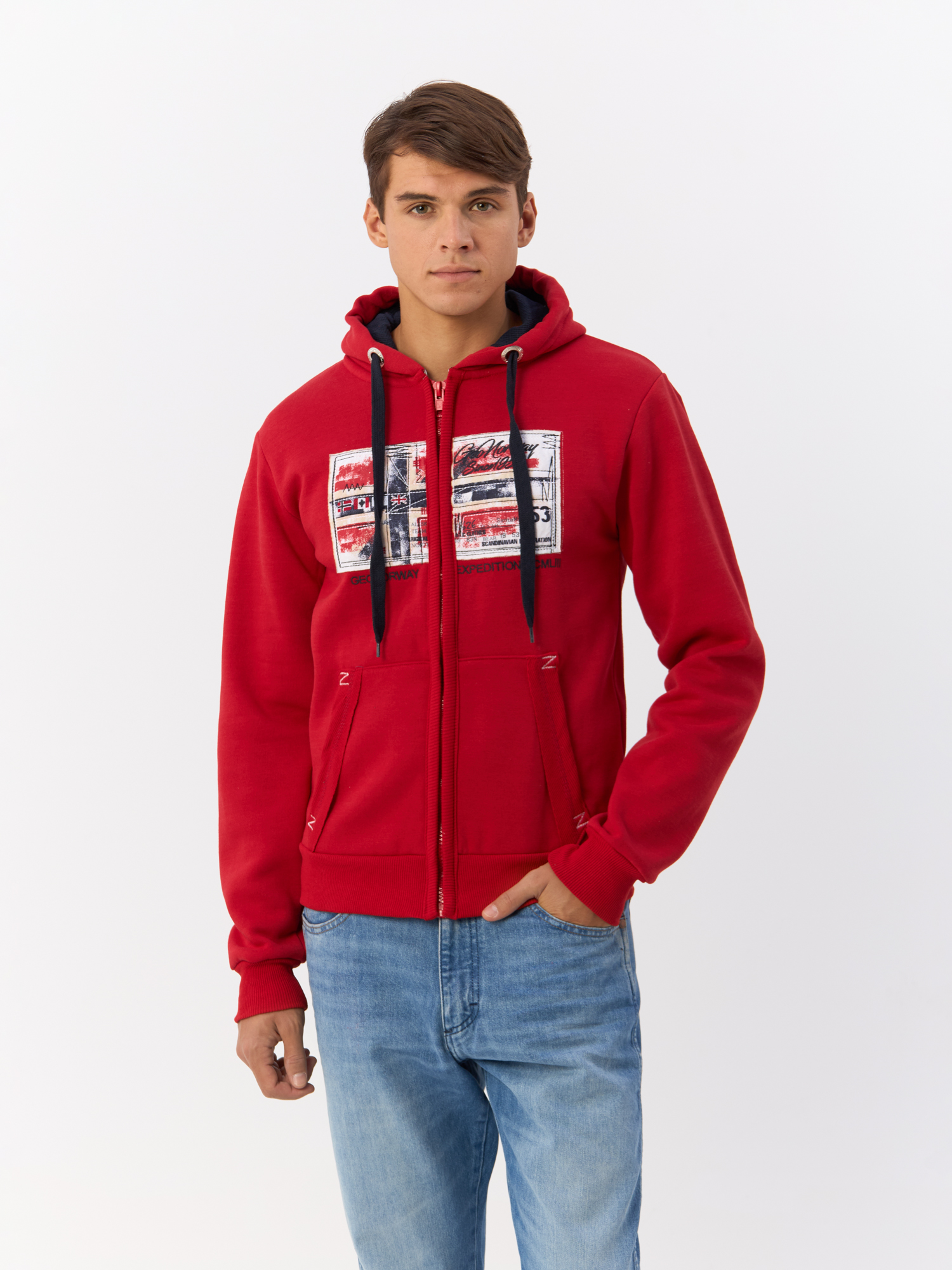 

Толстовка мужская Geographical Norway WU4459H/GNO красная L, Красный, WU4459H/GNO