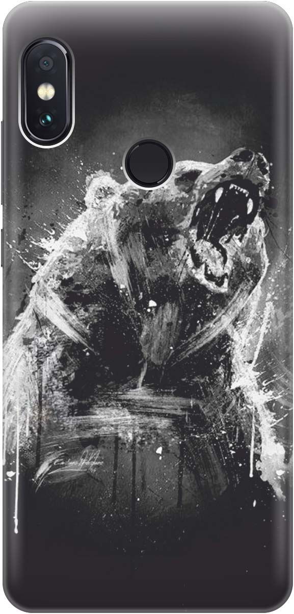 

Чехол на Xiaomi Redmi Note 5 "Разъяренный медведь", Коричневый;серый, 926