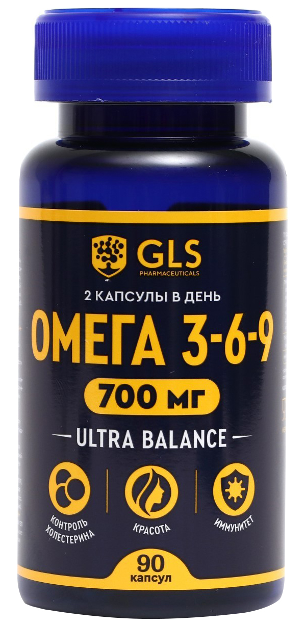 Омега 3-6-9 GLS рыбий жир, льняное масло, 90 капус по 700 мг