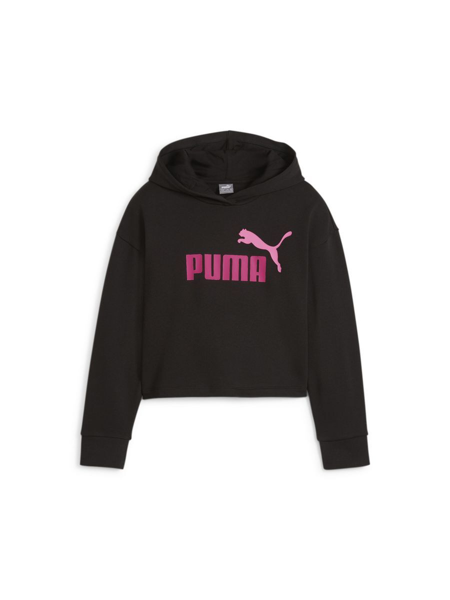 Толстовка Puma Ess+ 2color logo Short Length Hoodie Tr G, черный-розовый, 140