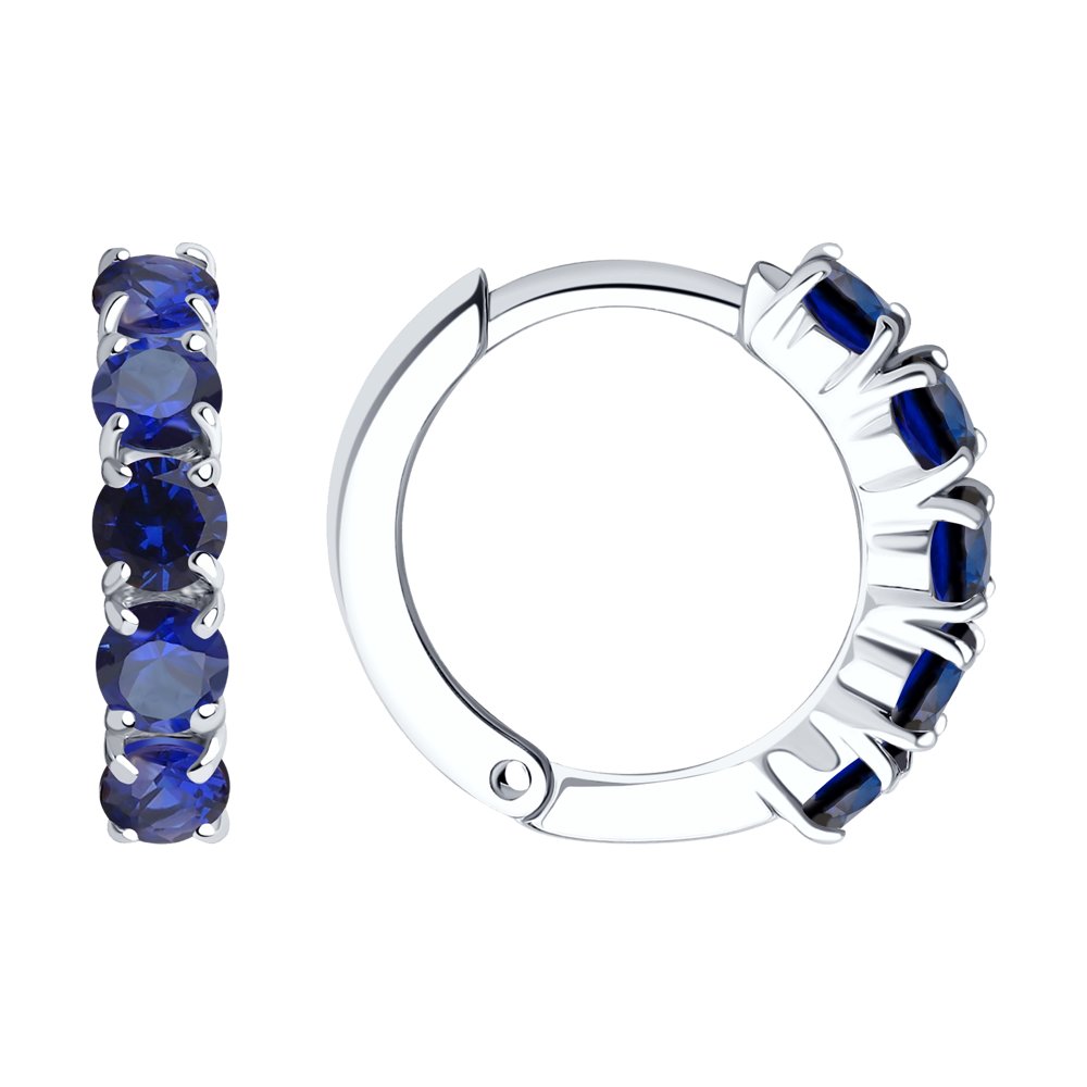 

Серьги конго из серебра SOKOLOV 88020076, корунд искусственный, 88020076