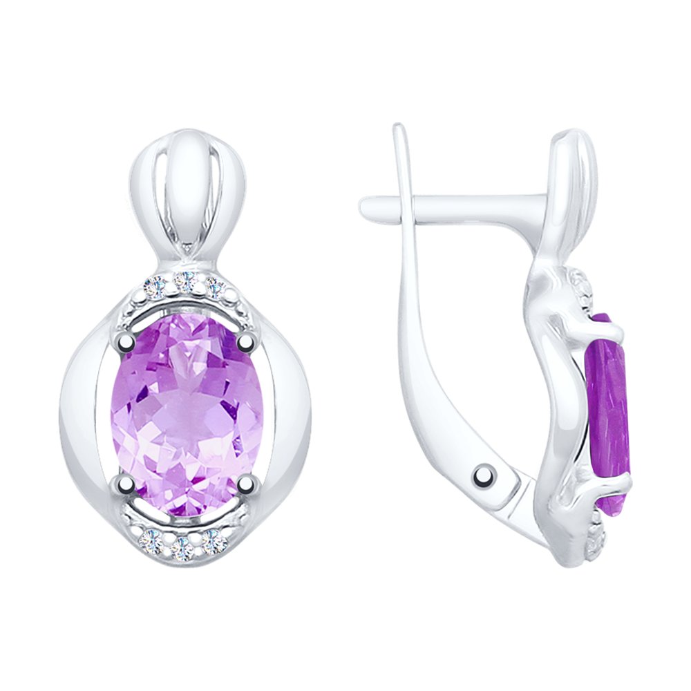 

Серьги из серебра с аметистом/фианитом SOKOLOV 92021690, 92021690
