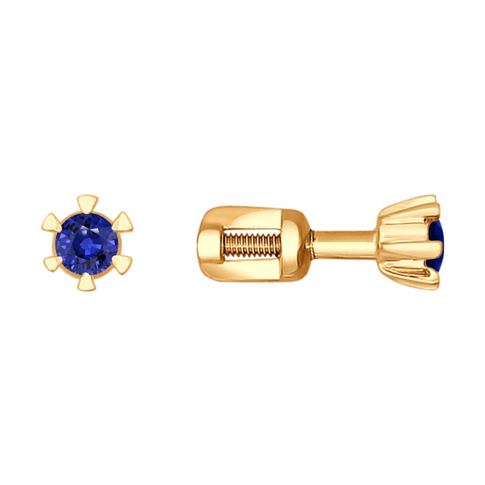 

Серьги-пусеты из красного золота с сапфиром Diamant 51-222-00583-1