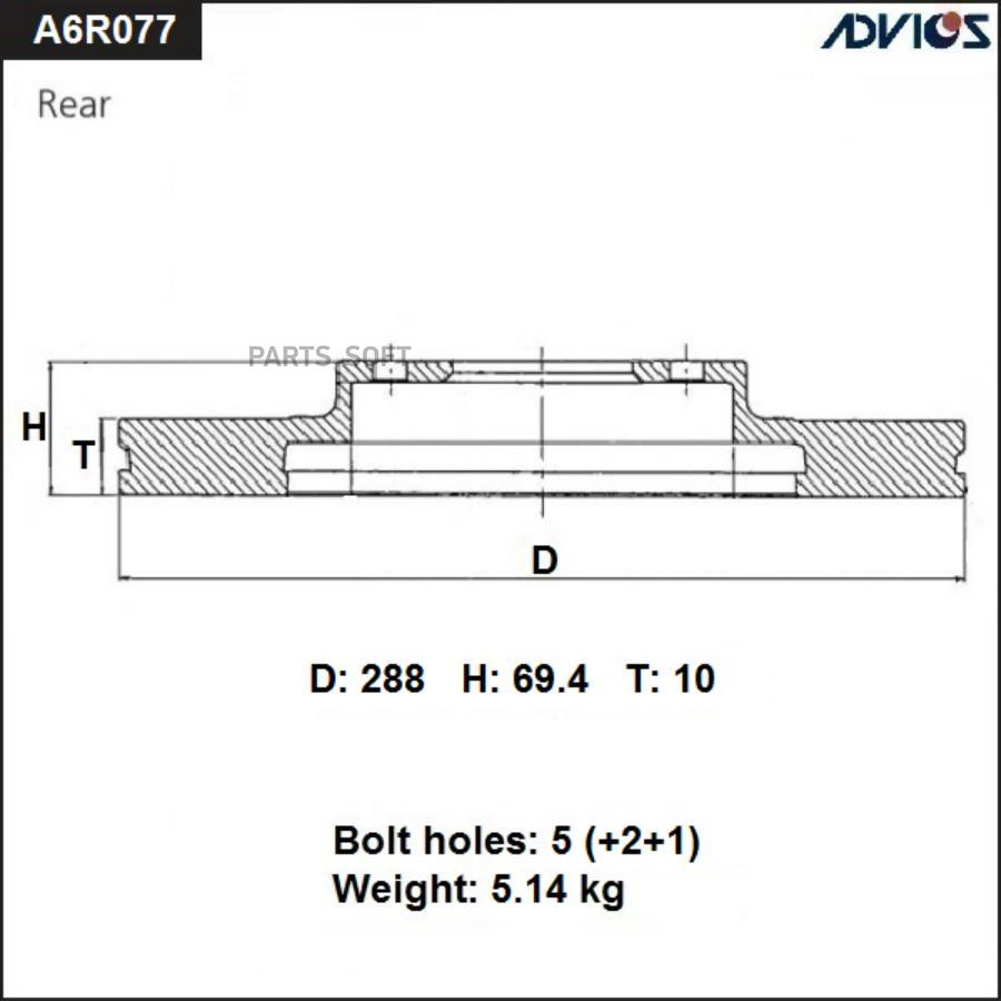 

Диск Торм. Зад. Тоyота Наrriеr U30 (03-13), Lехus Rх U30 (03-08) ADVICS a6r077b